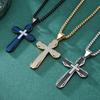 Original Brushed Hollow Beveled Cross Necklace Religious Cross-border Creative Mechanical Gear Style Men's Titanium Steel Crane