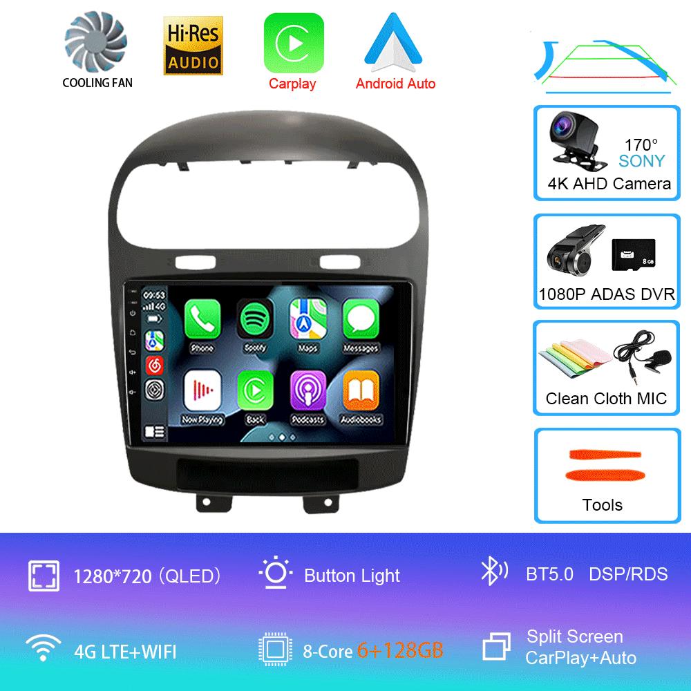 Для Dodge Journey Fiat Leap 2012-2020Автомобильное радио Навигация GPS Навигация Мультимедийный проигрыватель Android 14 2 Din Carplay WIFI+4G
