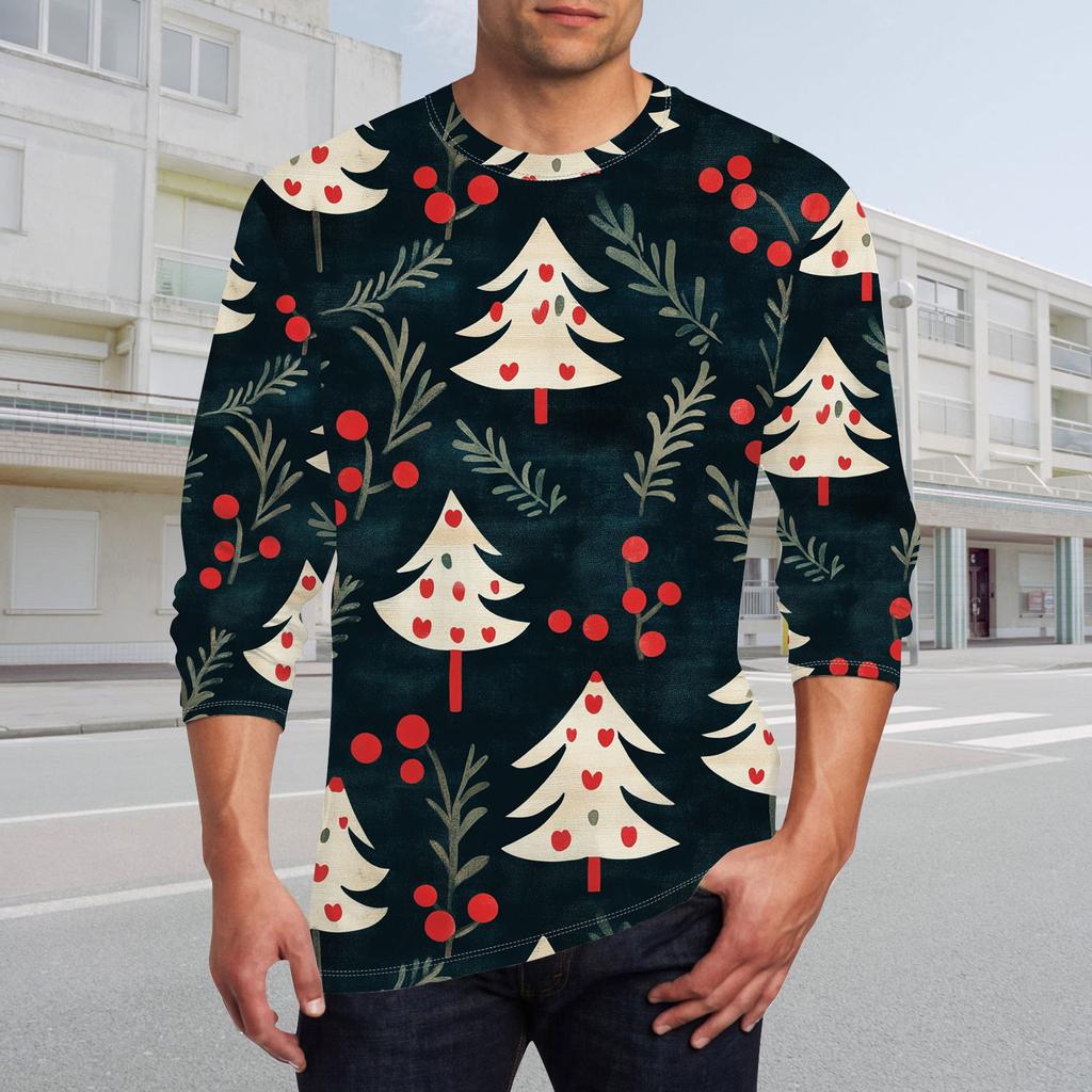 Муж. Футболка Круглый вырез Одежда Одежда На открытом воздухе Длинный рукав С принтом Модельер Винтаж