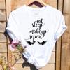 Women Print T-shirts Watercolor Eye Lashes Eyelashes Trend Graphic Tops Fashion Short Sleeve Summer Shirt Female Tees