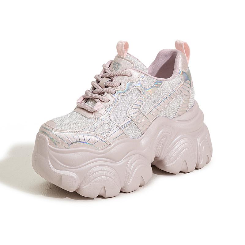 Женские сетчатые туфли Dad Shoes 2025 года на толстой подошве, с увеличенным ростом и универсальным повседневным дизайном