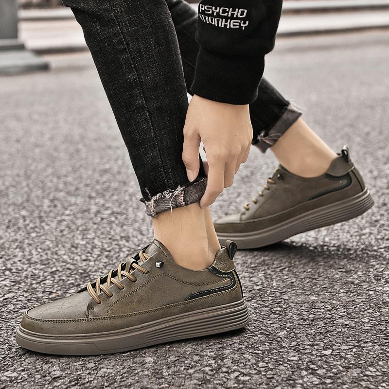 Fashion High Quality Men New Two-layer Cowhide Comfortable Casual Board Shoes Outdoor Autumn Men Breathable Low Top Casual Leather Shoes