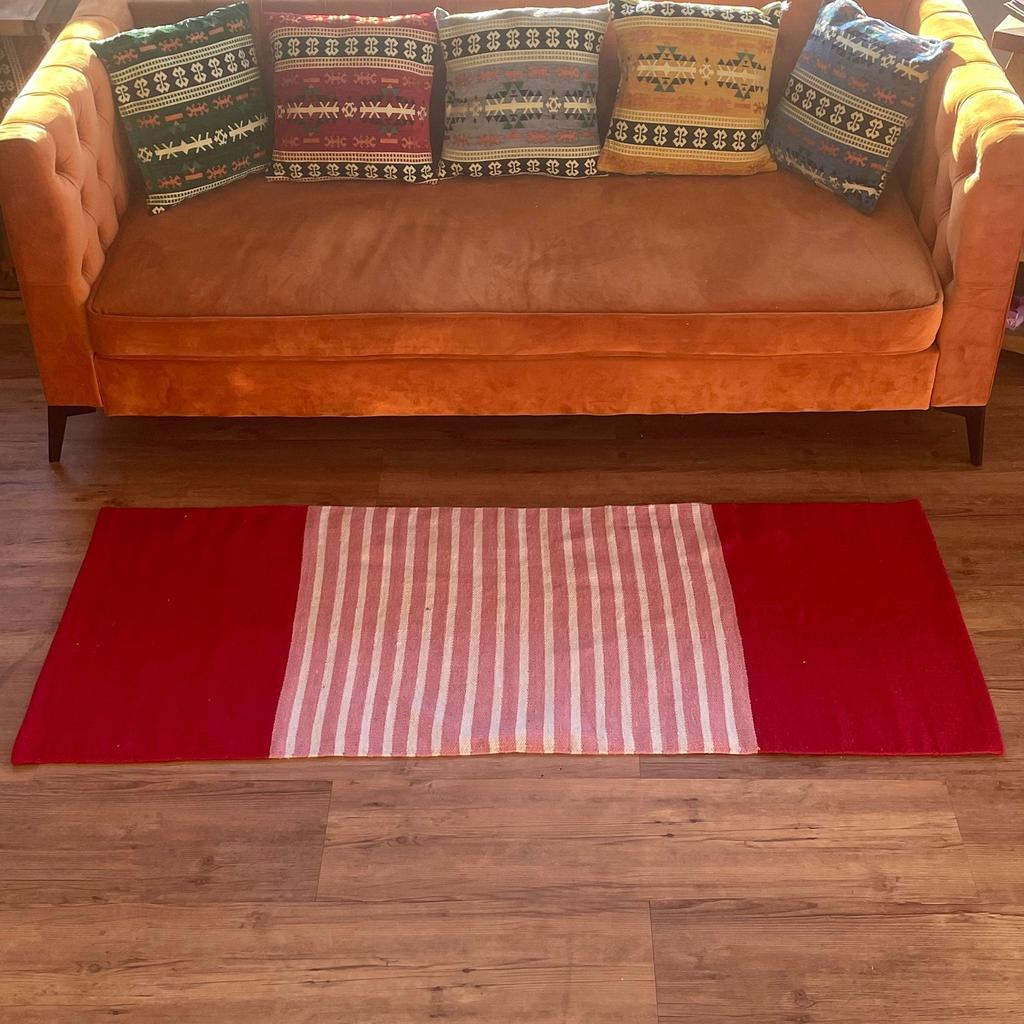 Cotton Rug Red Pink 170x70cm