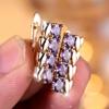 Shiny Purple Cubic Zirconia Hoop Earrings for Women Vintage Gold Color Double Row Earring Fashion Jewelry