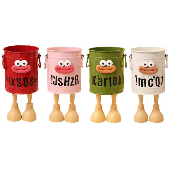 Cartoon Pen Holder Desktop Pen Organizer for Office Desk Storage Cute Pencil Marker Holder Simple Retro Storage Bucket