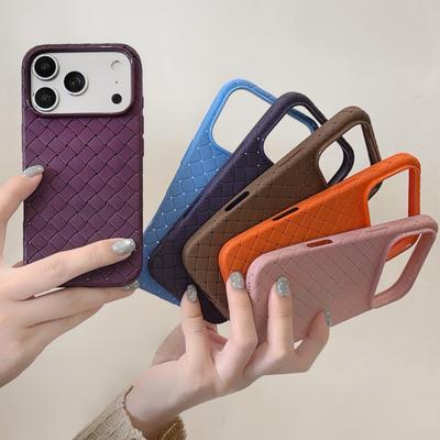Роскошный Чехол Для Телефона С Плетеной Текстурой Для iPhone 17 Air 16 15 Plus 14 13 12 18 Pro Max Плетеный Текстурированный Дышащий Ударопрочный Задний Чехол