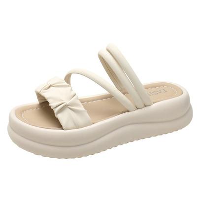 Модная женская обувь Домашние тапочки Платформа Низкий Открытый носок Роскошные шлепанцы Резиновые шлепанцы Женские Большой размер 2025 Дизайнерские Гавайская девушка Мягкие