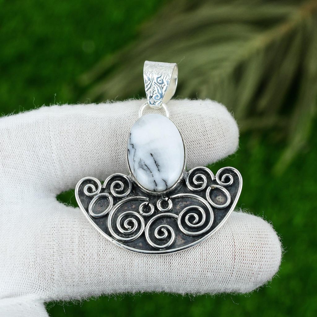 Natural Zebra Jasper 925 Sterling Silver Bezel Ethnic Artisan Engagement Pendant