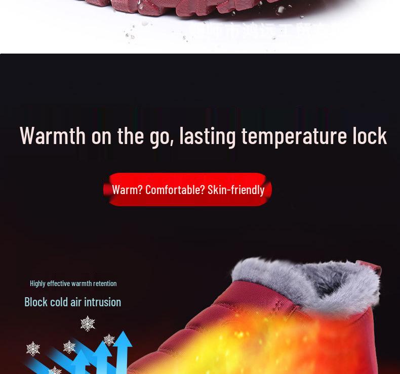 2025 Winter Plus Size Unisex Snow Boots: Slip-on, Fleece Lined, Soft Sole, Thickened Low-Top for Outdoor Use