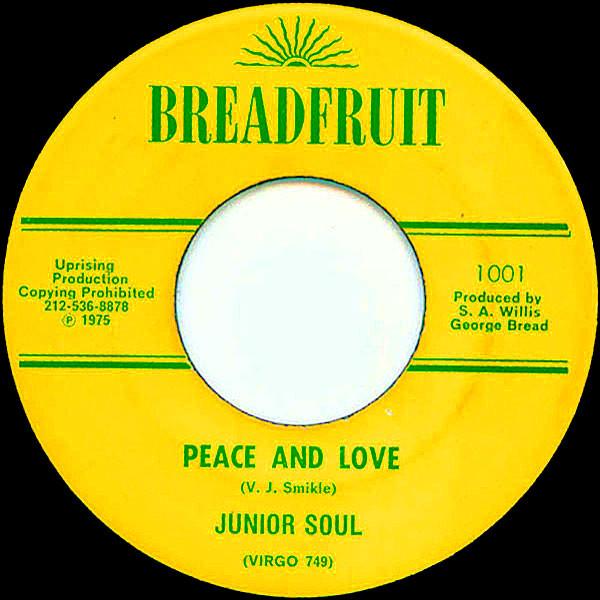 7-дюймовая пластинка JUNIOR SOUL Peace And Love 1001 Breadfruit 1975 США Регги Ска Даб Б/у
