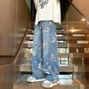 Осенние джинсы с цветочным принтом для мужчин Y2K Vintage Denim Брюки хип-хоп мода Широкие мешковатые джинсы Уличные брюки