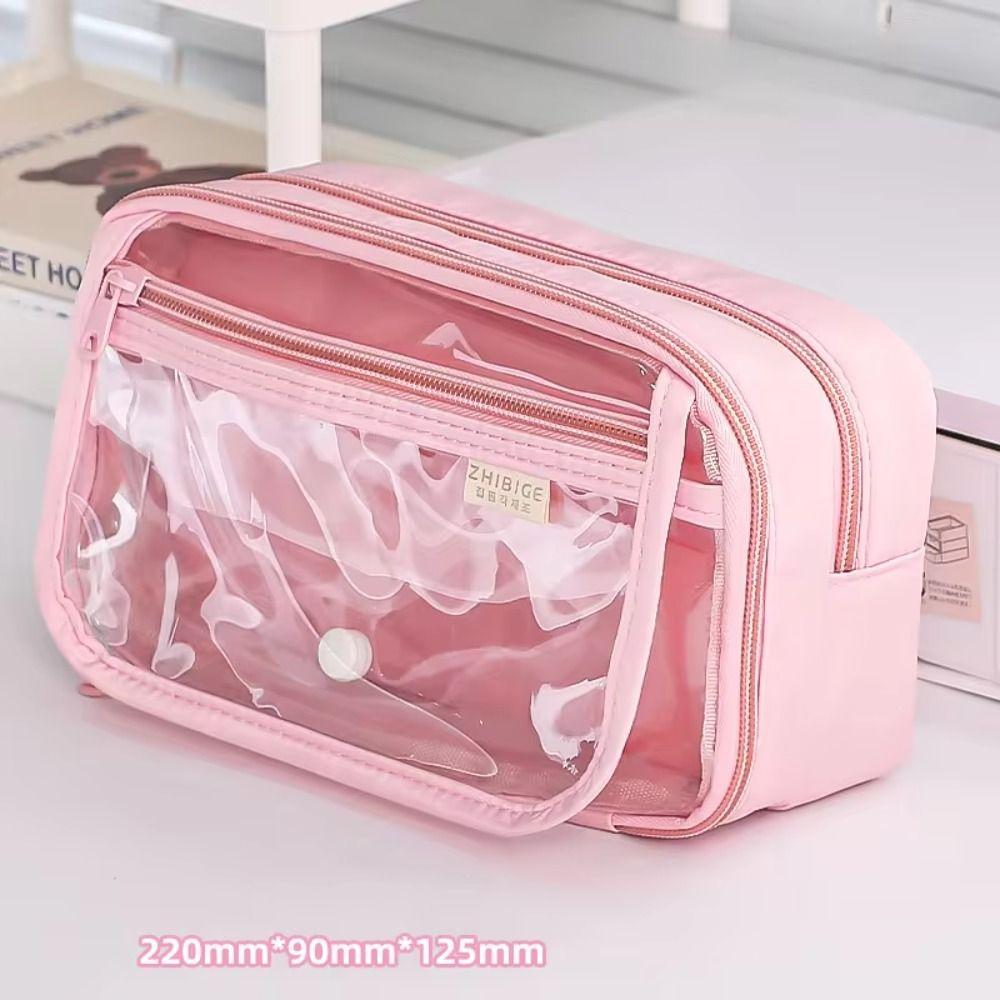 Multi-layer Transparent Pen Bag Large Capacity Stationery Box Transparent Pencil case Students