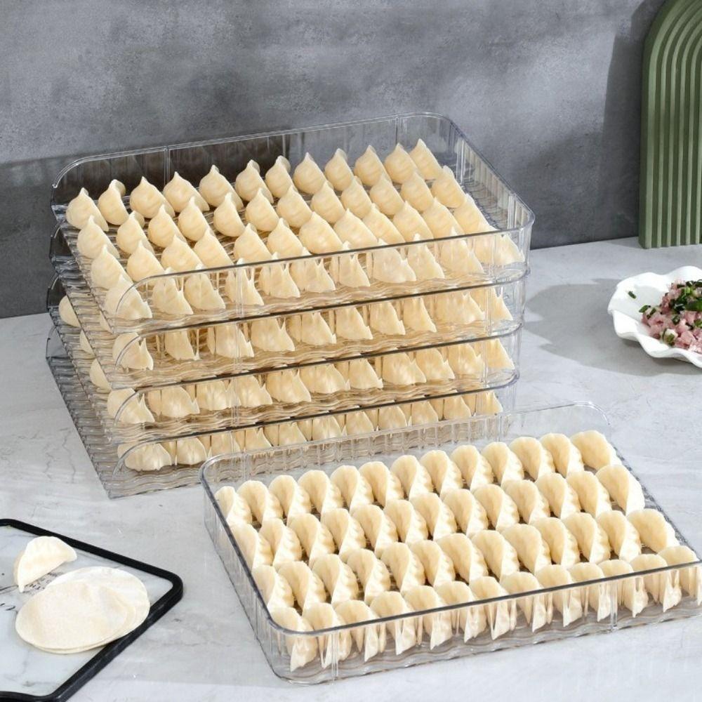 Rectangular Dumpling Tray Large Capacity Dumpling Box Practical Dumpling Cover Plate Refrigerator