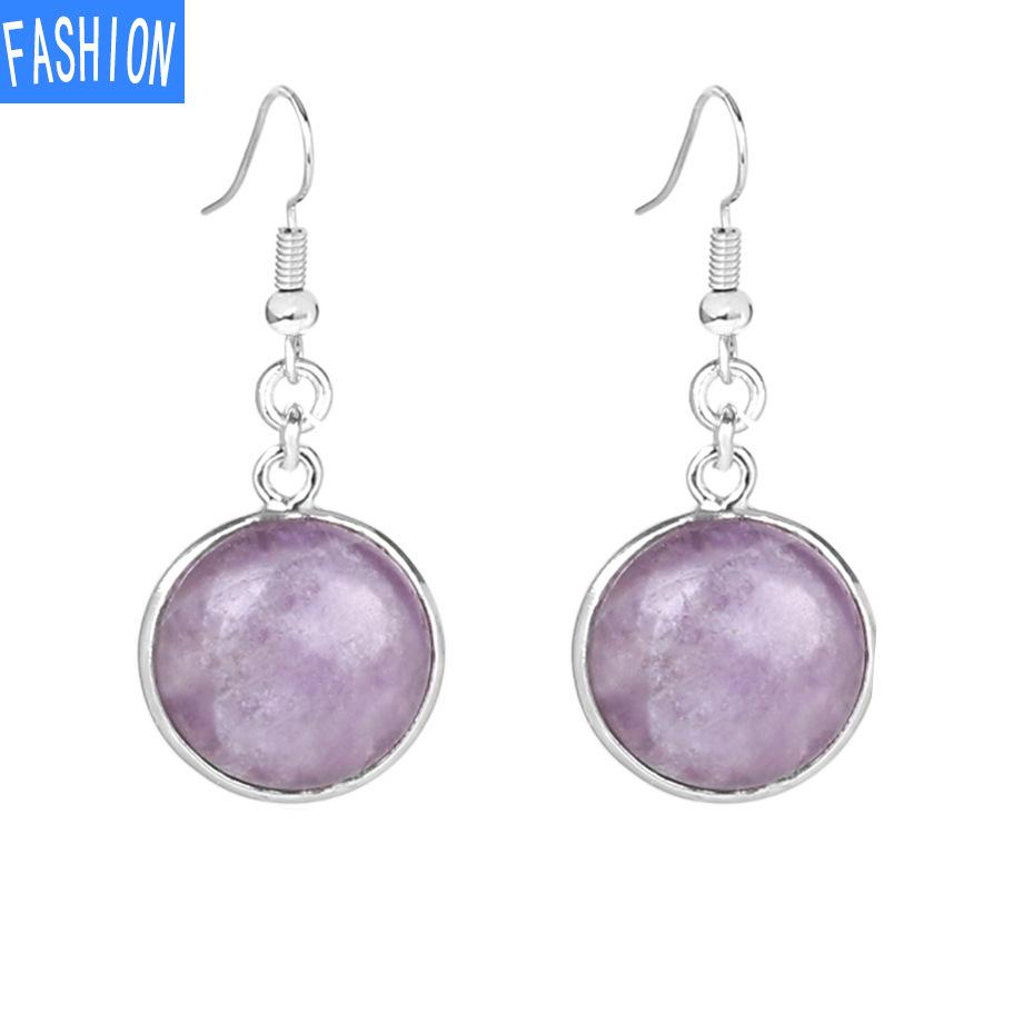 Простые стильные круглые серьги, модные серьги с натуральными кристаллами, женские серьги с рыболовным крючком