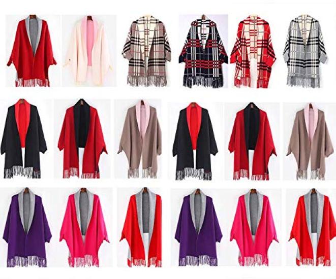 Large Cashmere Not Made In Japan Red N&F Women's Scarf, Double-Sided Snood, (Rose & Gray)