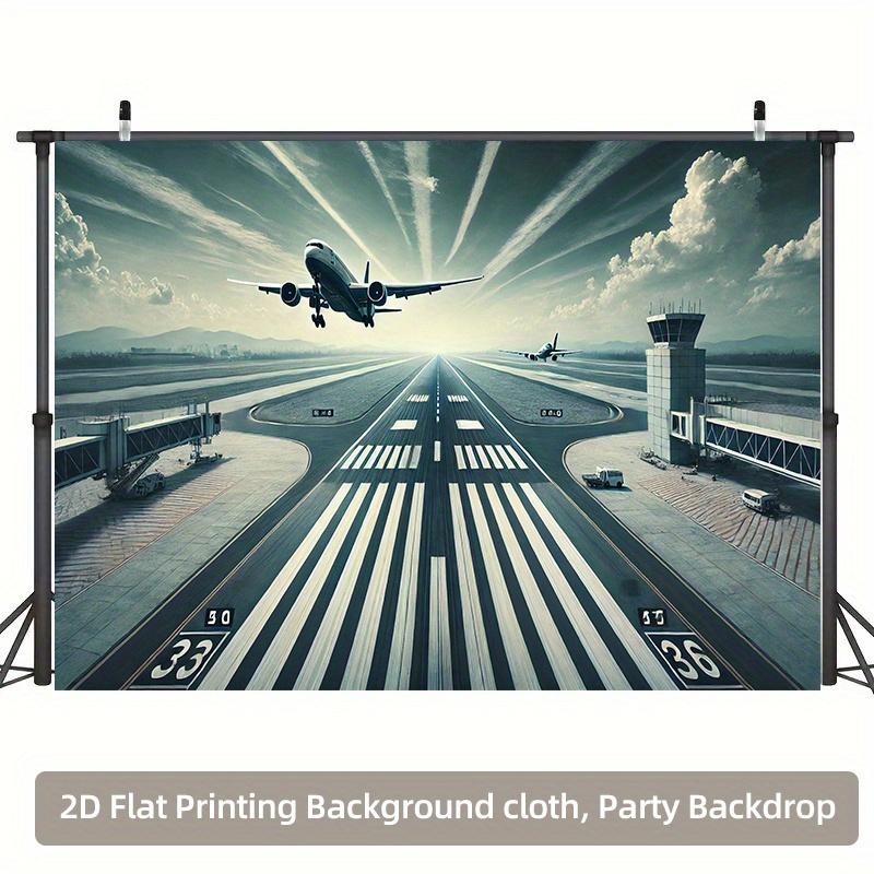 2D plane 1-piece aircraft runway take-off background perfectly suitable for families and gardens