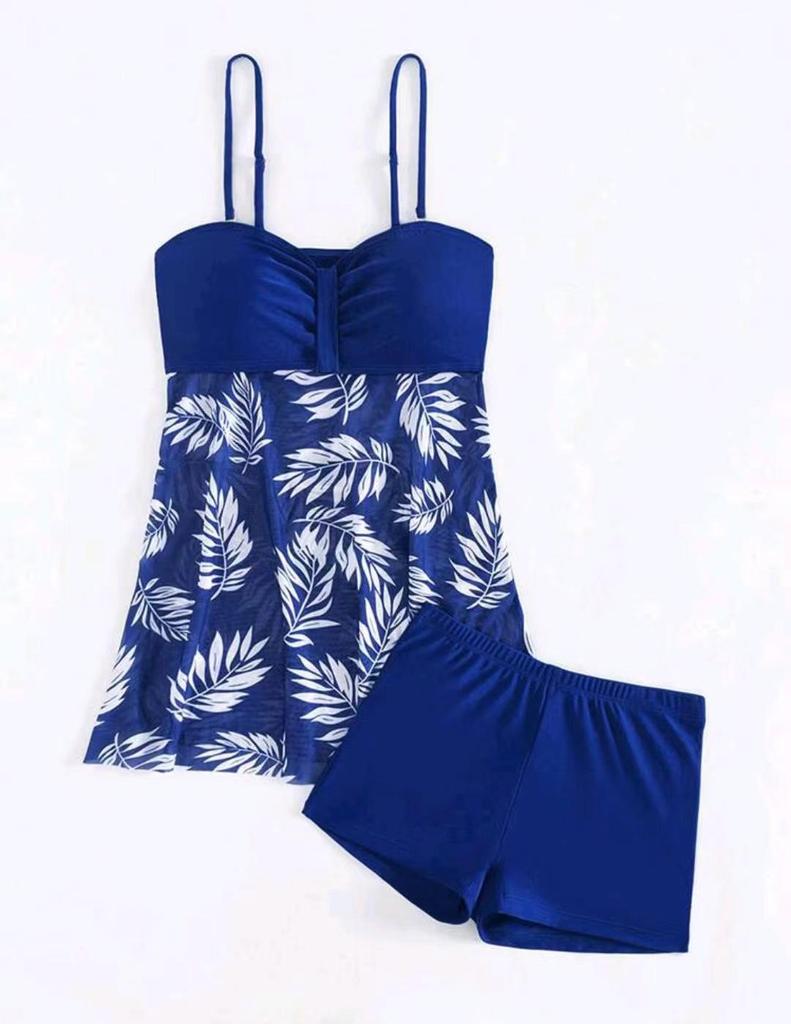 Женский купальник танкини с высокой талией из сетки на косточках с шортами-боксерами