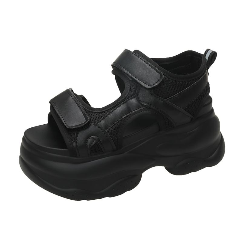 Мода Роскошные Дизайнеры Мода Кожаные Женские Босоножки на Платформе Белые Массивные Спортивные Туфли на Танкетке Для Женщин Летняя Студенческая Обувь Большой Размер