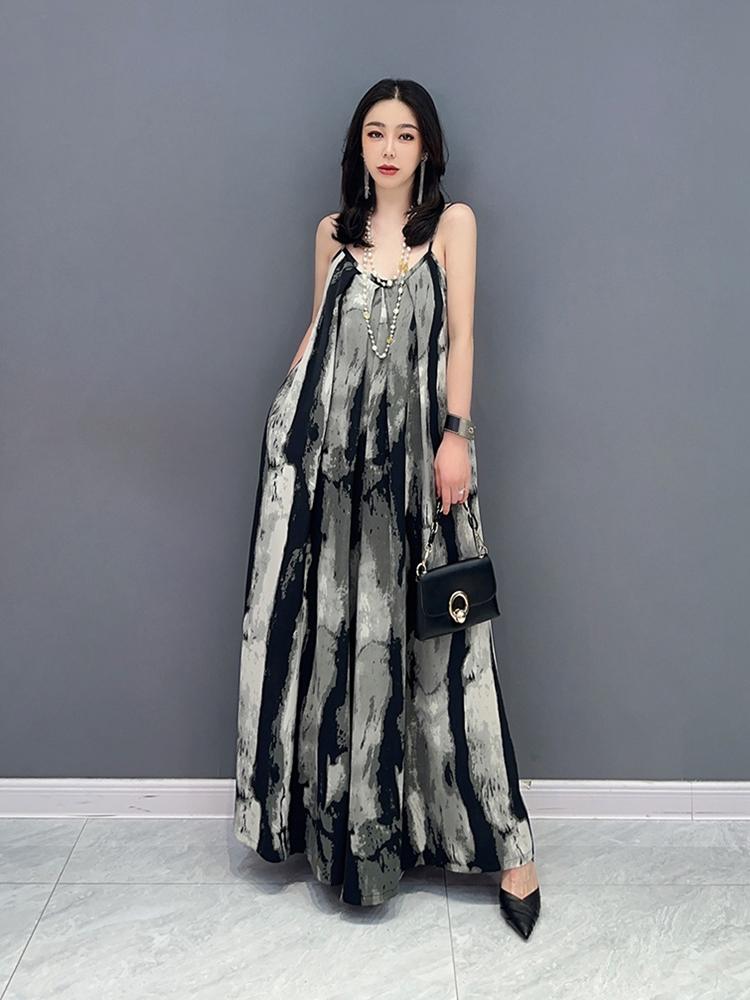 Xitao Модные свободные элегантные комбинезоны без рукавов с леопардовым узором Goddess WLD16530