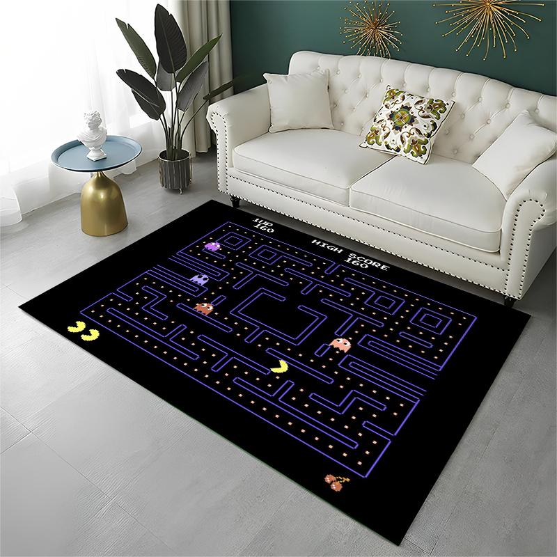 Ретро Ковер-Игрок P-Pacman Нескользящий Ковер для Гостиной, Спальни, Игровой Комнаты, Мягкий Ковер-Подстилка для Пола Домашний Декор Ковер для Детской Комнаты Подарок