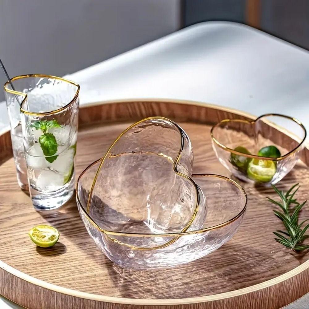 Стеклянная миска в форме сердца Неправильная тарелка для фруктов Креативное прозрачное блюдо для подачи Закуска