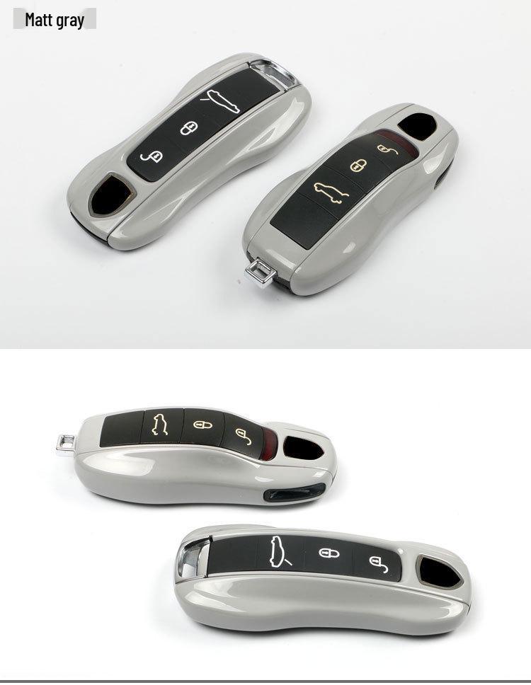 Fits Porsche Key Shell: New Cayenne, Macan, Panamera, 718, Taycan - Ice Raspberry Pink Matte Gray Solid Color