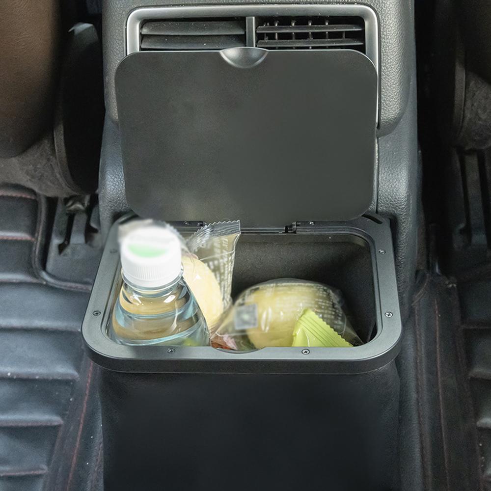 Leather Car Garbage Can Foldable Auto Trashes Can Large Capacity Storage Organizer Waterproof with Lid for Car Vehicle
