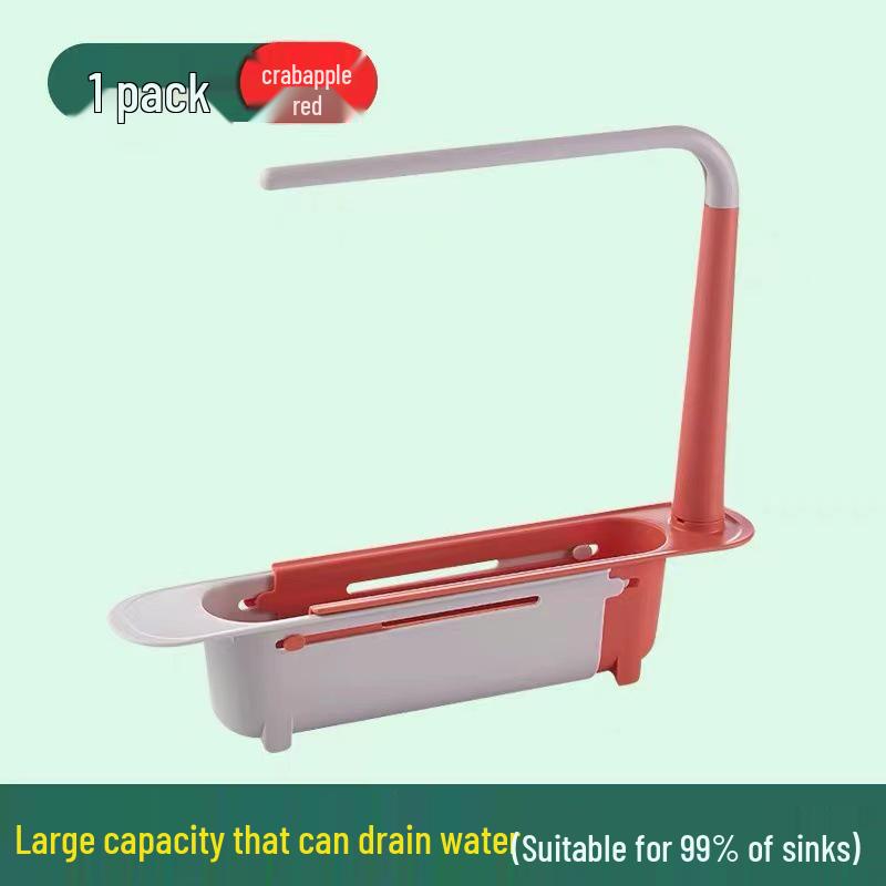 Retractable Kitchen Sink Utensil Drainer and Space-Saving Organizer Basket