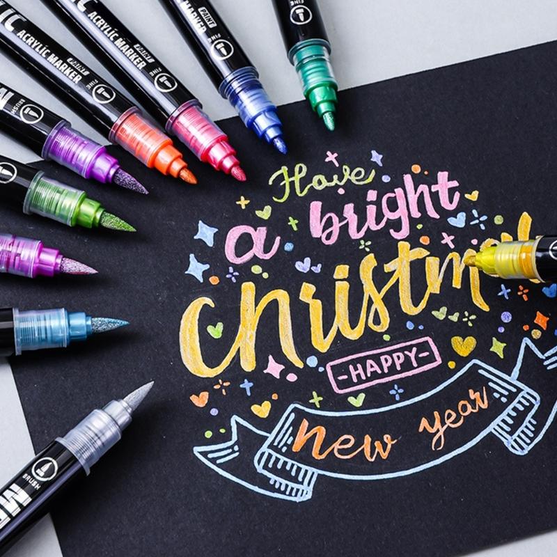 Двусторонний акриловый маркер Металлический маркер для рисования на бумаге Дереве Ткани Металле Камне Изготовление открыток Скрапбукинг