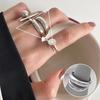 Korean S925 Silver-Plated Three-Layer Retro Hip-Hop Stacking Ring for Women