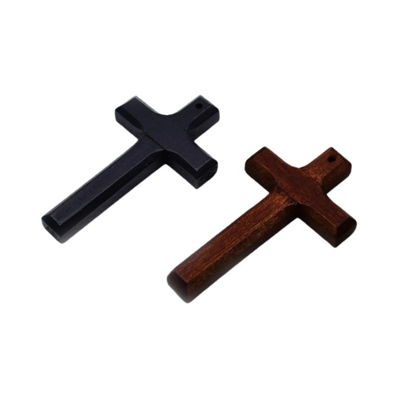 5pcs Wood Cross Pendant Charm Hangable Charm Ornament Decoration Crafts for Home Church Praying Meditation Charm Gift