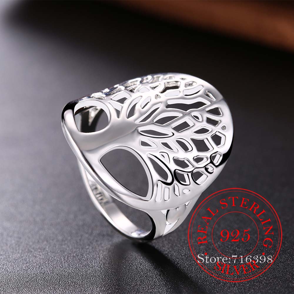 100% Серебряное кольцо 925 пробы Дерево Жизни Кольца для женщин Классические аксессуары Anillos Изящные ювелирные изделия Подарки на День матери Новой маме