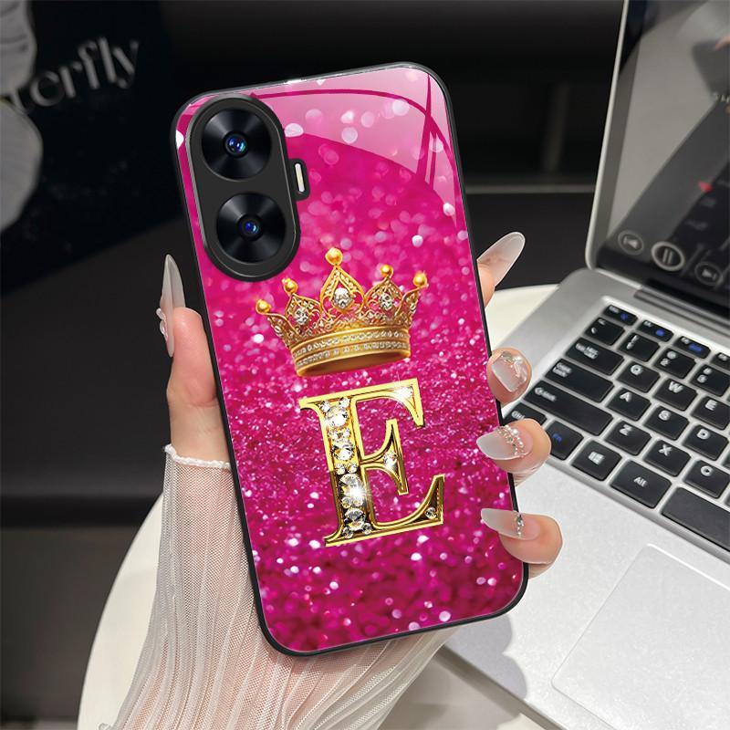 Чехол для Realme C55 4G Модные буквы Жесткие задние крышки из закаленного стекла Для Realme Narzo N55 NarzoN55 C55 RMX3710 Чехол для телефона