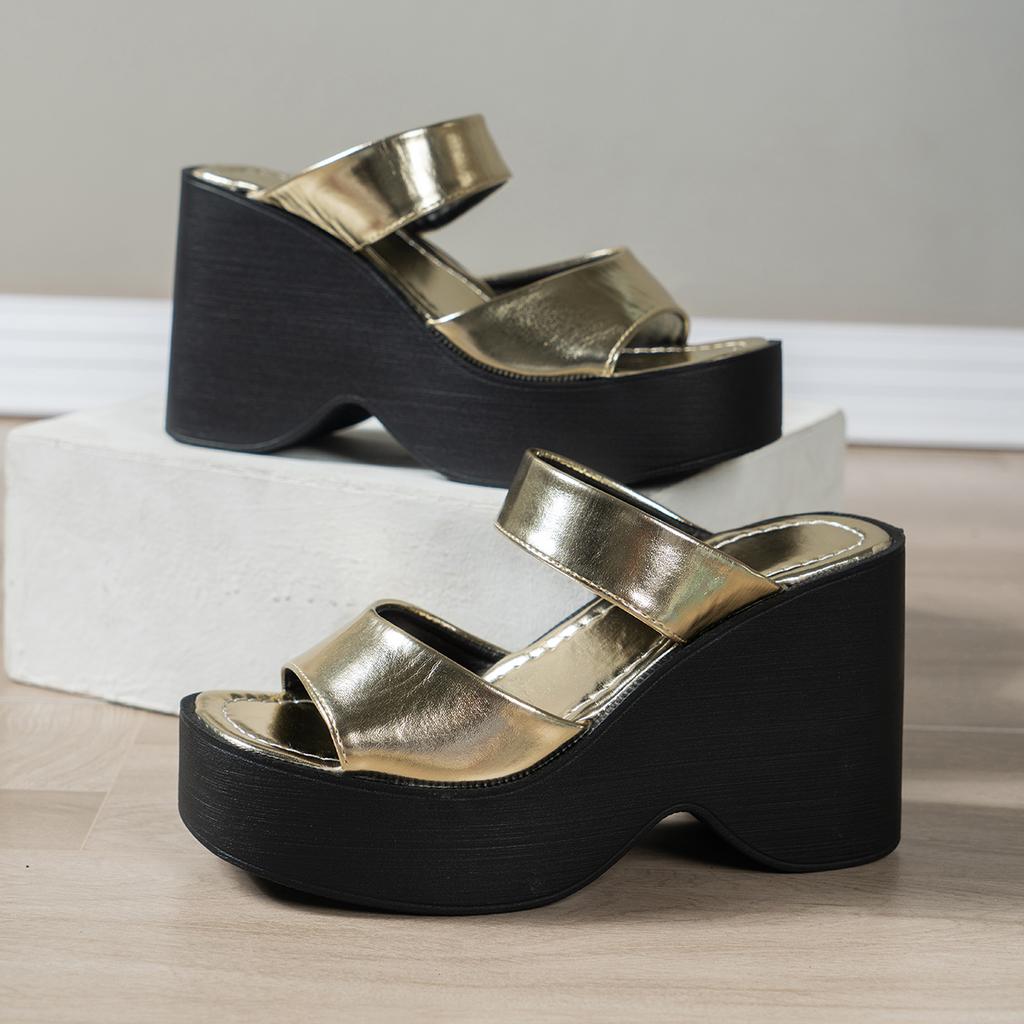 Женские тапочки на платформе, новая летняя модная обувь на танкетке с открытым носком для женщин, повседневные пляжные тапочки на толстой подошве, женские Zapatos