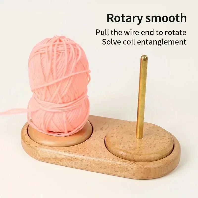 Rotatable Winding Wool Spool Wool Thread Winding Tools Wooden Stand Holder Yarn Ball Winder Spinning Knitting Organizer