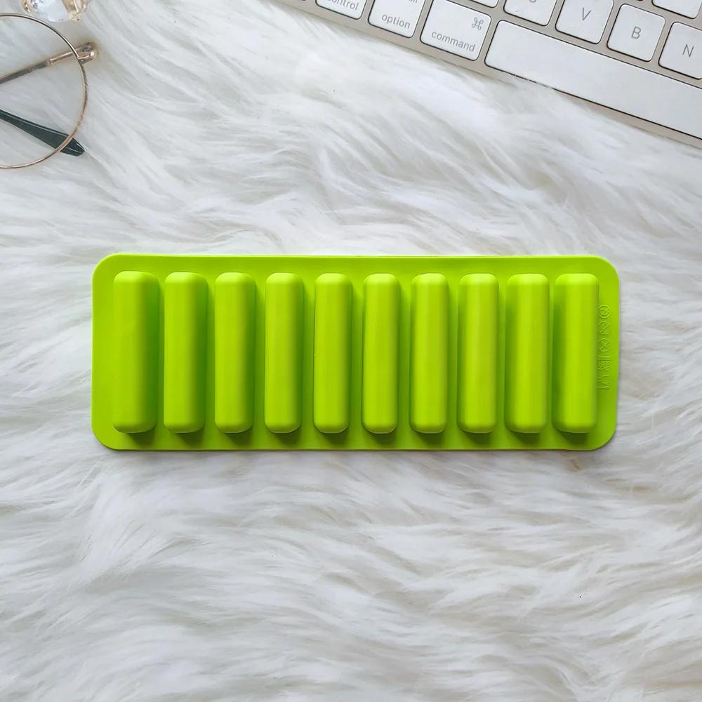 10 ячеек Форма длинной полоски Силиконовая форма для кубиков льда Антипригарная форма-палочка Форма для льда Сделай сам Форма для выпечки печенья Форма для желе и шоколада