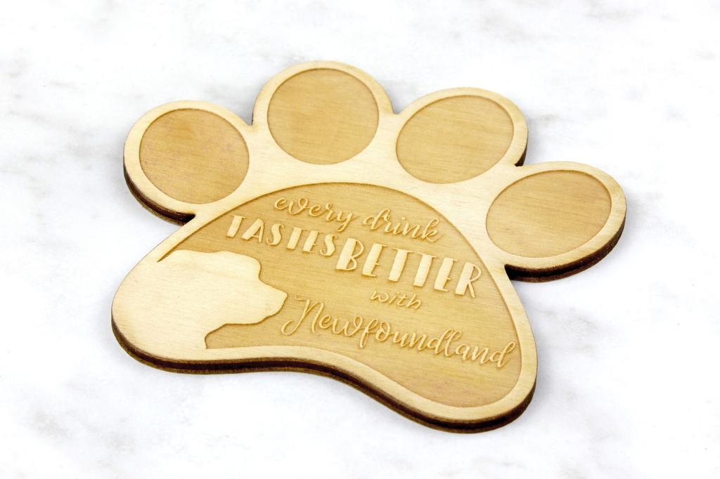 Ньюфаундленд, Ньюфс, Ньюфы - Подставка под кружку, гравированная подставка с собакой, подарок для любителя собак от бренда Art-Dog