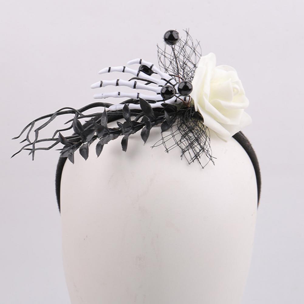 Elastic Halloween Headband Halloween Costume Accessory Rose Skull Skeleton Hand Headpiece for Halloween for Women for Family