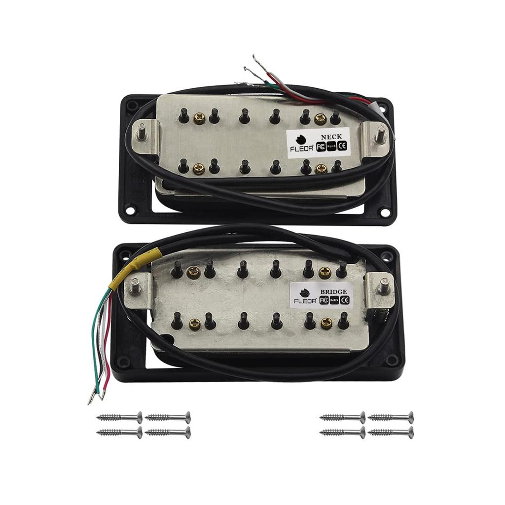 FLEOR Alnico 5 Звукосниматель для электрогитары, нековый, бриджевый, комплект, черный, хамбакер с двойной катушкой и 14-15K