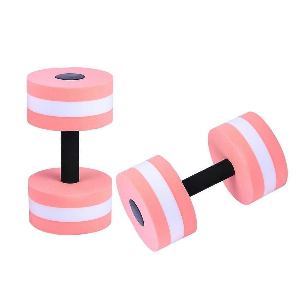 2PCS Water Exercise Dumbbells EVA Aquatic Barbells Hand Grip for Water Aerobics (Pink)
