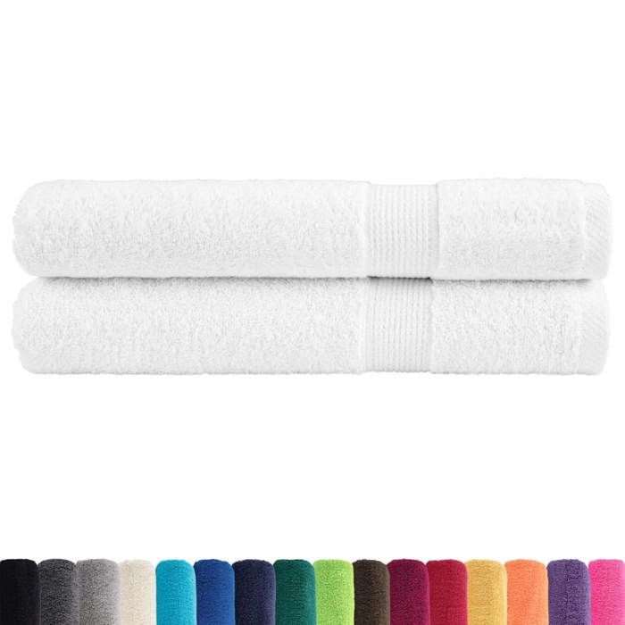 VidaXL Serviettes de Qualité Supérieure 2 pcs, Serviettes de Douche, Draps de Bain, Serviettes d'Invité de Toilette, Blanc 137140