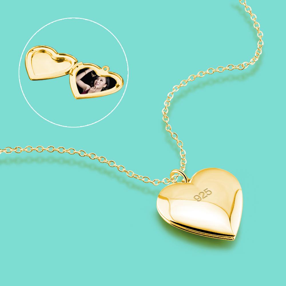 New Women's 925 Sterling Silver Necklace Classic Heart Photo Box Pendant Customizable Photo Anniversary Jewelry Gift Bijoux