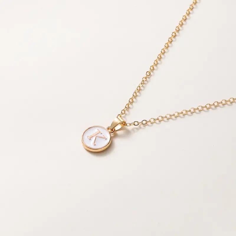 1pc Women Elegant and Exquisite O-chain 26 Letter Necklace Pendant, Golden Minimalist Necklace