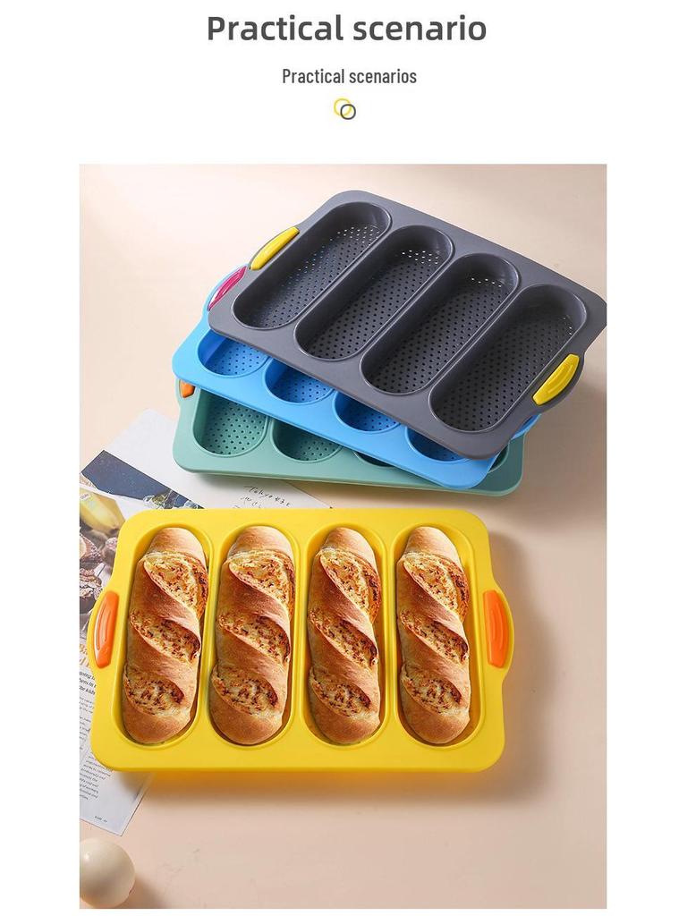 Форма для багетов и хлеба с 4 ячейками, силиконовая, антипригарная