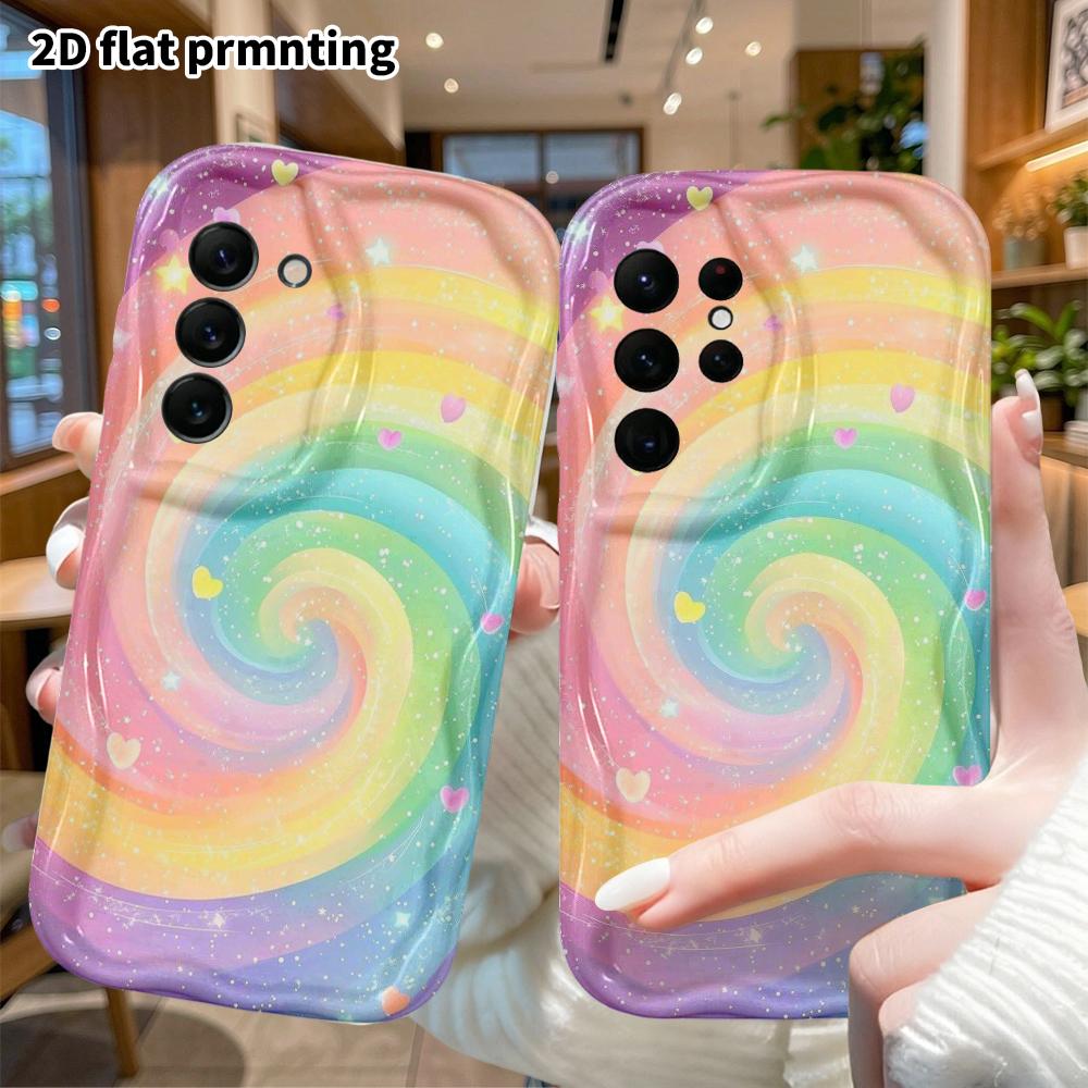 Phone Case: 2D Flat Samsung Galaxy A34 A35 M05 M06 S20 S22 S21 FE Plus 5G Protective Case, Candy Swirl, Christmas and Halloween Gifts