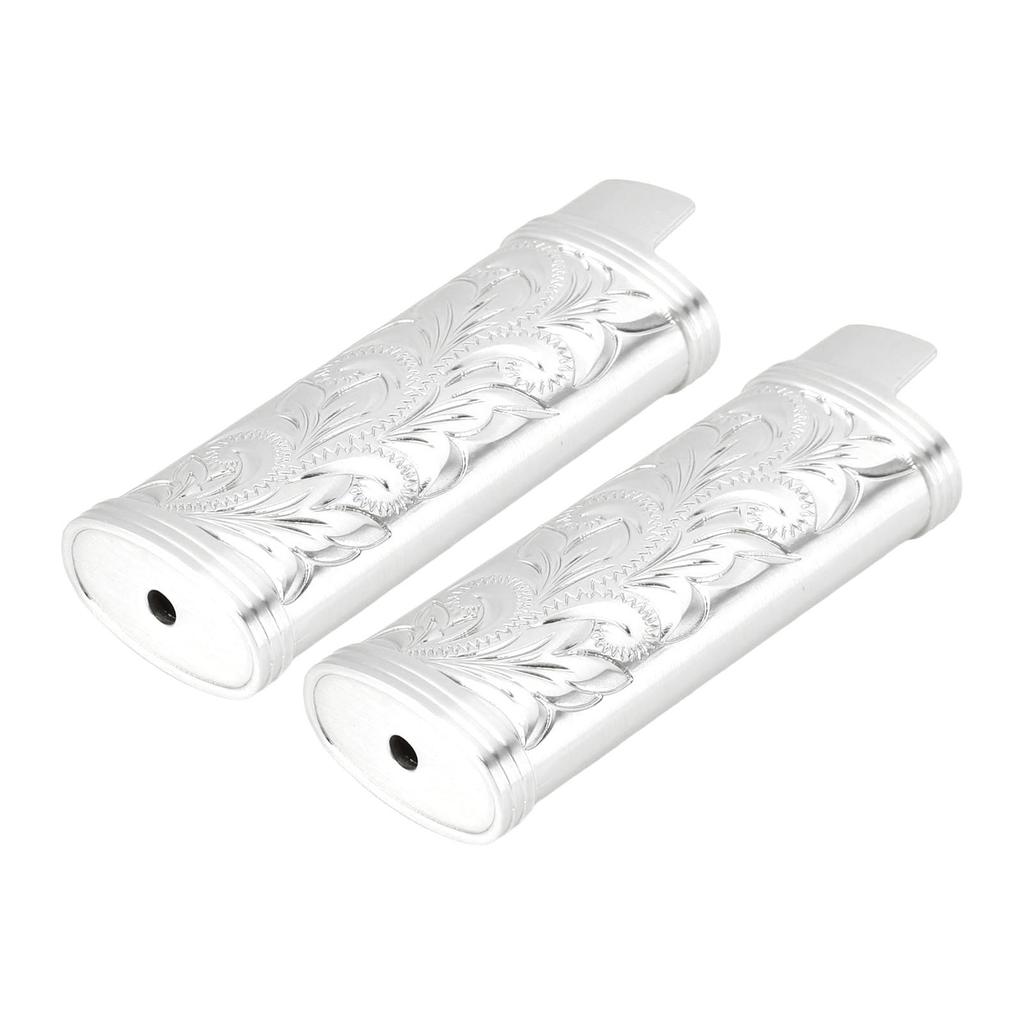 2Pcs Lighter Case Zinc Alloy Lighter Storage Container Floral Pattern for Outdoor Camping Hiking