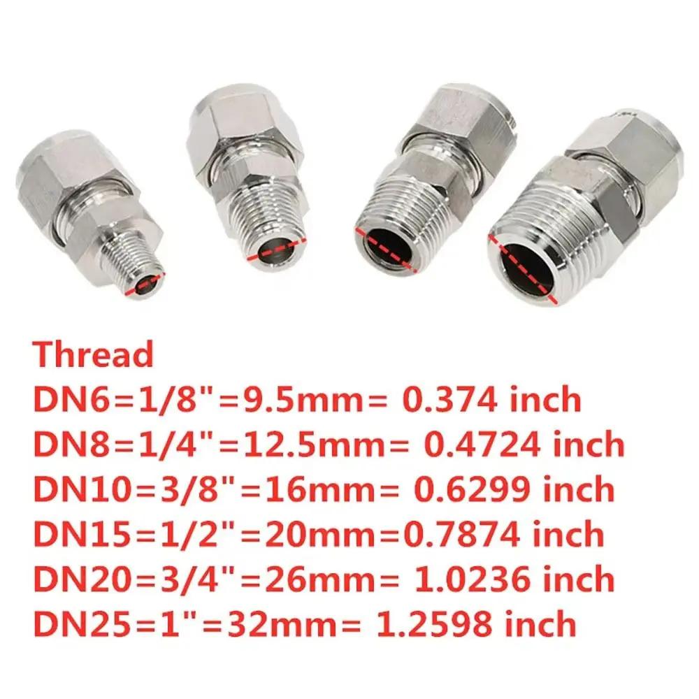 1 шт. 1/8" 1/4" 3/8" 1/2" Наружная резьба к быстроразъемному фитингу 3-16 мм Внешний диаметр Нержавеющая сталь Двойная обжимная трубка-соединитель 304 SS