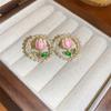 Романтичные серьги-гвоздики с жемчужными цветами для женщин, корейские эмалевые сладкие цветы тюльпана, изысканные серьги, украшения для вечеринок