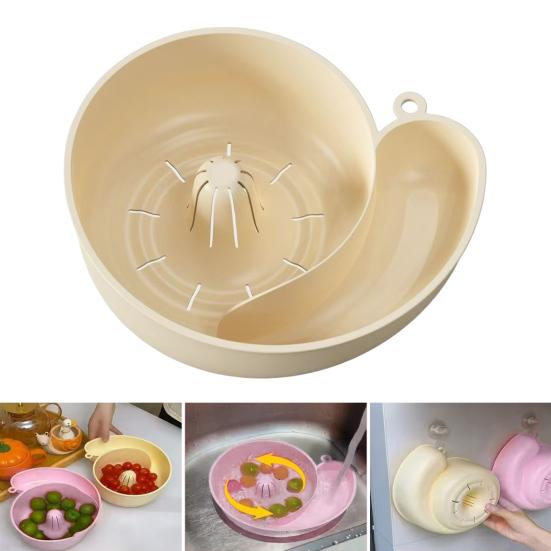 Дренажер в форме улитки Автоматическая мойка для фруктов Спиннер Миска и дуршлаг Многоцелевая корзина для мытья и слива овощей для кухни Ягода Вращающаяся мойка