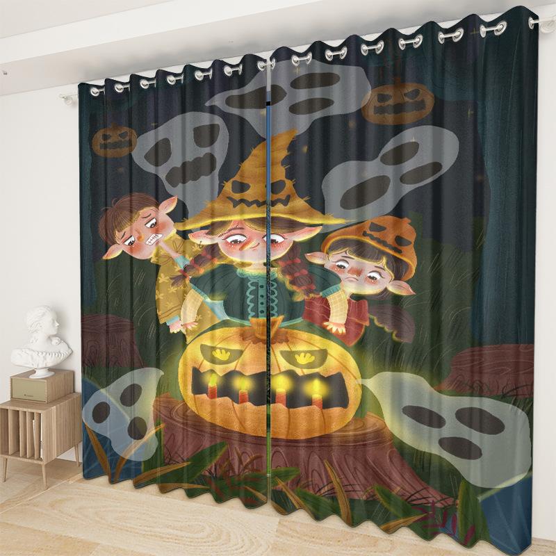 Halloween Curtain Cloth Bedroom Living Room Balcony Blackout Curtain Office Hotel Insulation Curtain